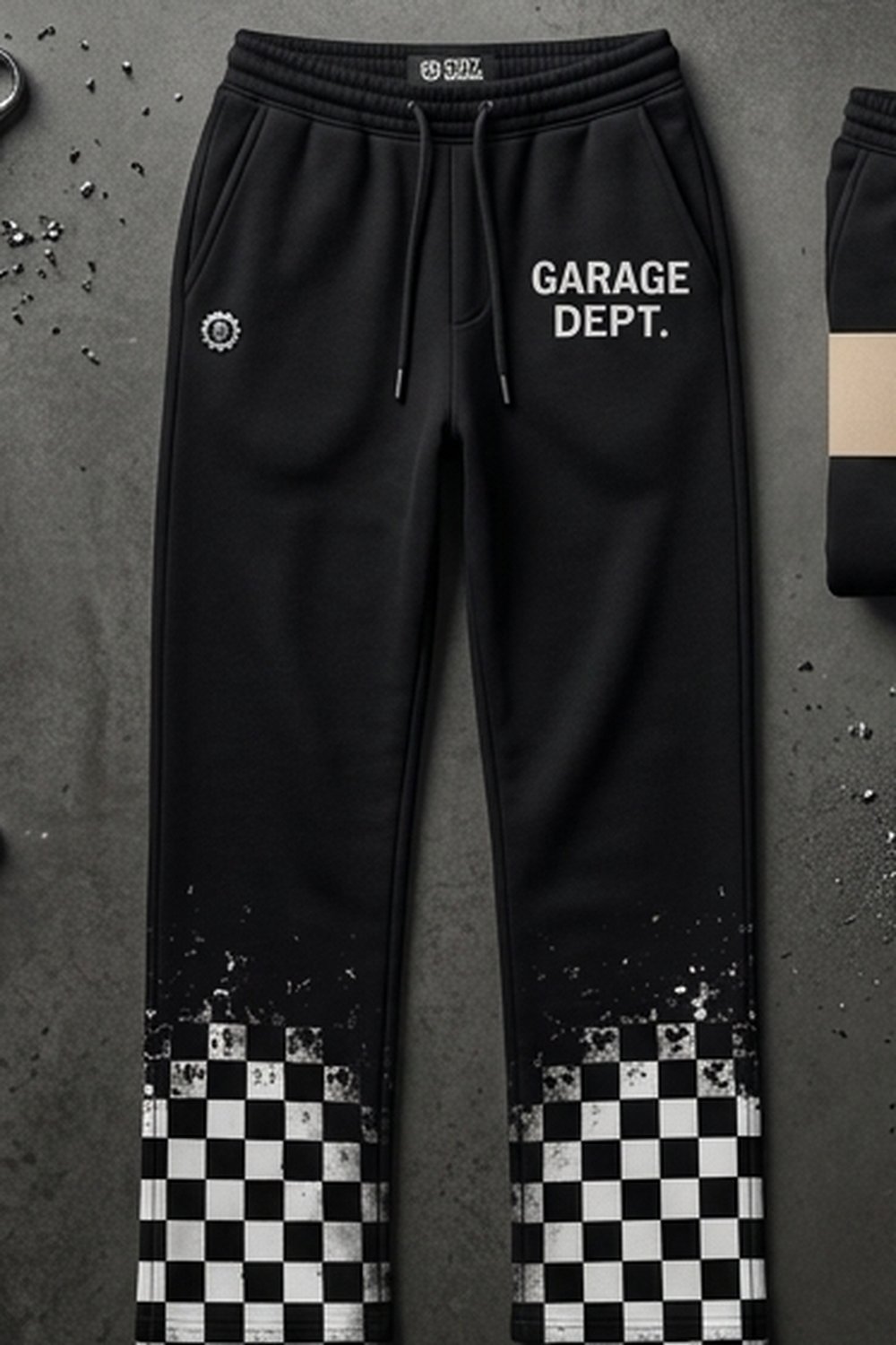 Stepz Garage Dept. sweatpants, front
