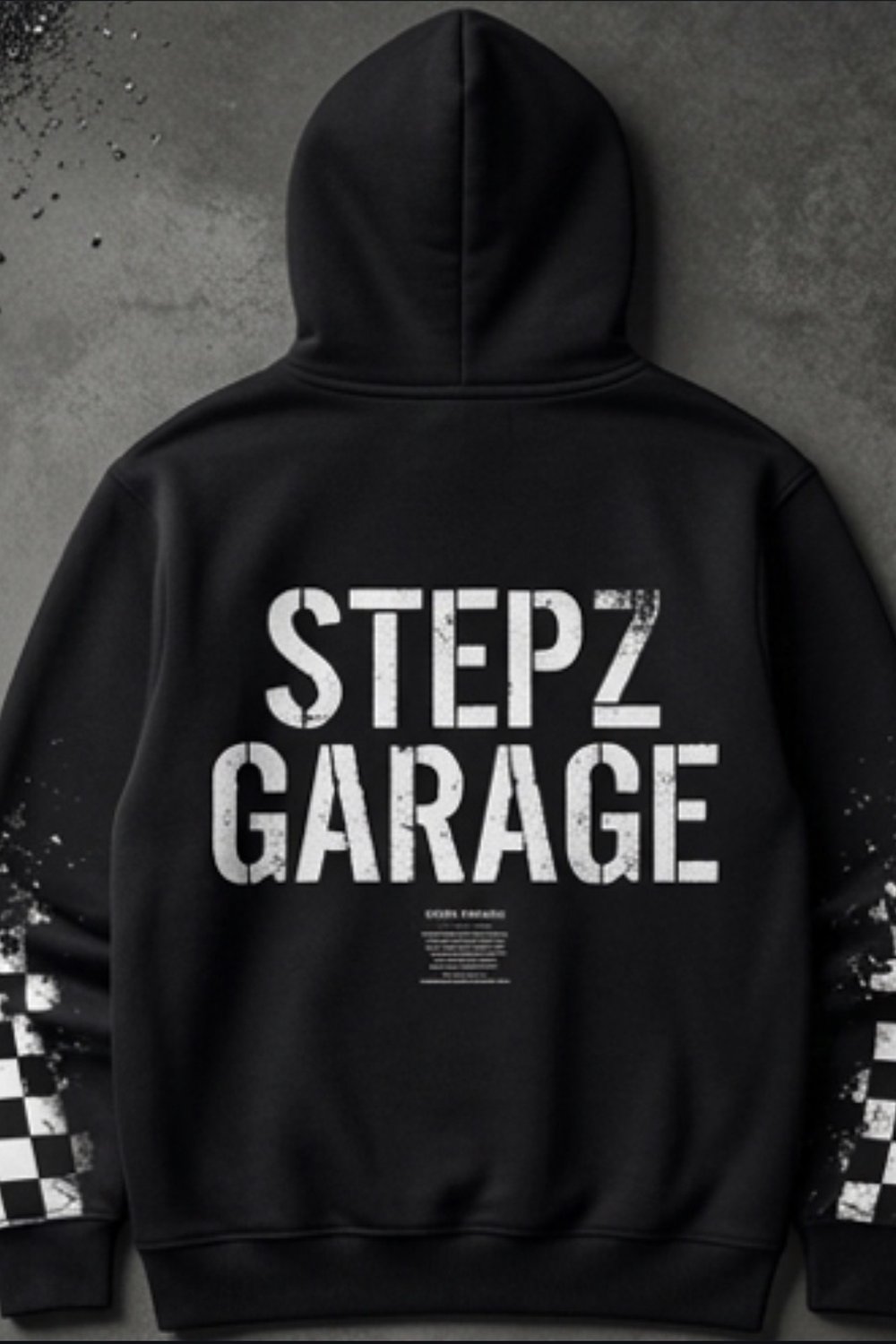 Stepz Garage hoodie back print detail